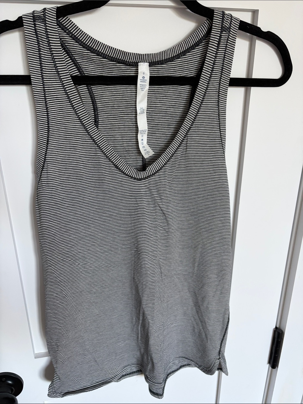 lululemon athletica Black & White Striped V-Neck Tank